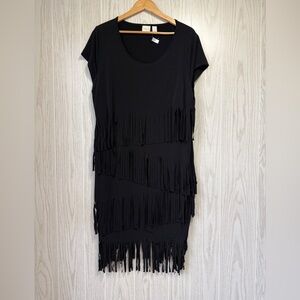 Chico’s Black Fringe Layered Dress Size 3 (XL/16) NWT